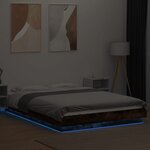 vidaXL Cadre de lit et lumières LED sans matelas chêne fumé 120x190cm