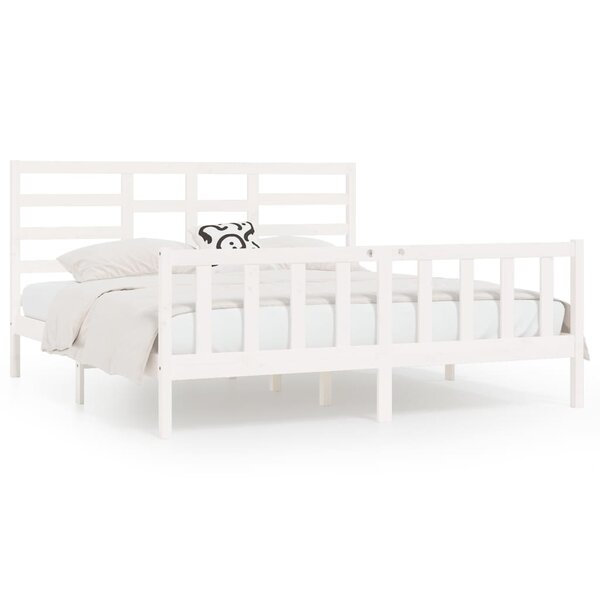 vidaXL Cadre de lit Blanc Bois massif 180x200 cm Super King