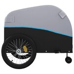 vidaXL Remorque de vélo noir et bleu 45 kg fer