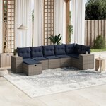 vidaXL Salon de jardin 7 Pièces avec coussins gris résine tressée
