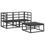 vidaXL Ensemble de canapé de jardin avec coussin 3 Pièces Noir Aluminium