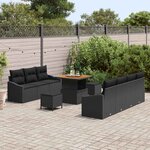 vidaXL Ensemble de canapé de jardin 10 Pièces Noir Poly rotin