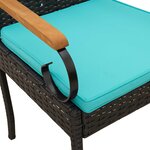 vidaXL Chaises de jardin 4 Pièces Noir et turquoise Poly Rattan et Acacia