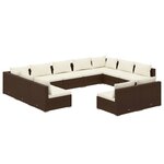 vidaXL Salon de jardin 11 Pièces avec coussins Marron Résine tressée