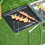 Barbecue à charbon portable BBQ grill sur pied dim. 104L x 30l x 68H cm acier inox.