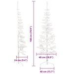 vidaXL Demi sapin de Noël artificiel mince avec support Blanc 180 cm