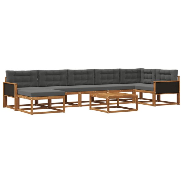 vidaXL Ensemble de canapés d'extérieur 8 Pièces Naturel et Anthracite