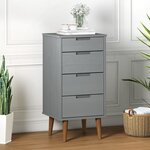 vidaXL Commode MOLDE Gris 40x35x82 cm Bois de pin massif