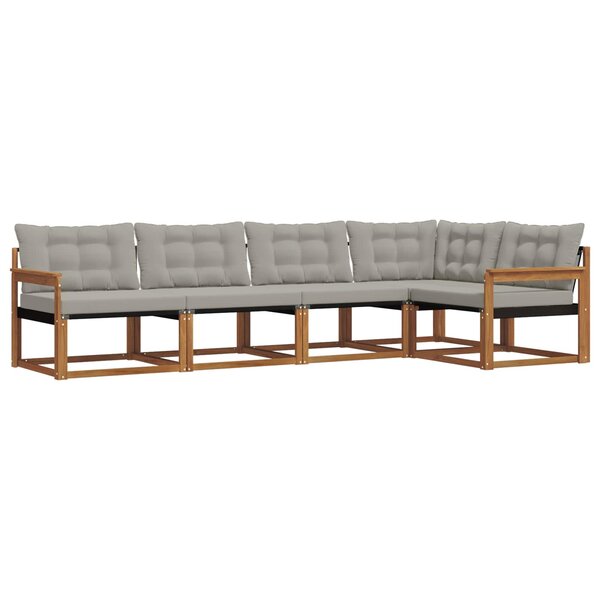 vidaXL Ensemble de canapés d'extérieur 5 pc Gris Naturel et Clair