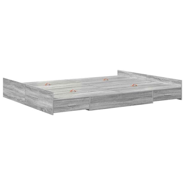 vidaXL Cadre de lit avec rangement Sonoma gris 140 x 190 cm