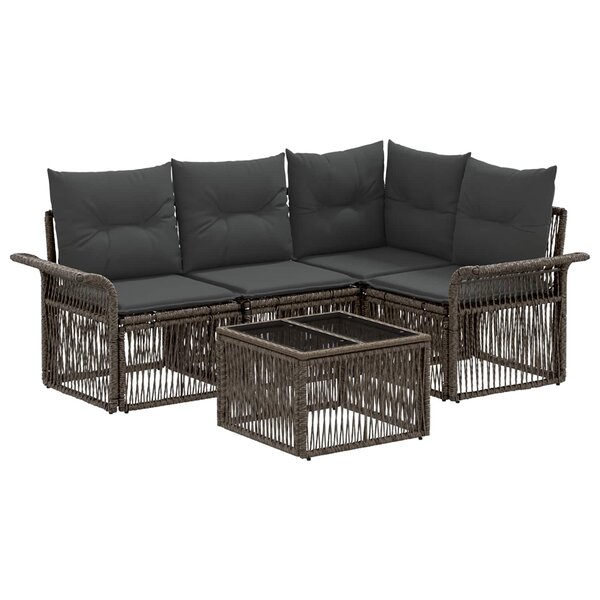 vidaXL Ensemble de canapé de jardin 5 pc Gris polyrotin