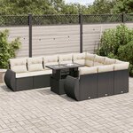 vidaXL Salon de jardin 11 Pièces avec coussins noir résine tressée