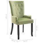 vidaXL Chaises à manger et accoudoirs lot de 4 vert clair velours