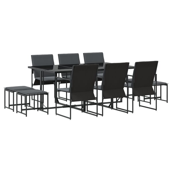 Ensemble de jardin 13 pièces avec coussins en acier et textilène