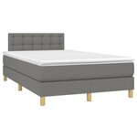 vidaXL Sommier à lattes de lit matelas LED gris foncé 120x190 cm tissu