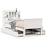 vidaXL Lit bibliothèque sans matelas blanc 90x190cm bois de pin massif