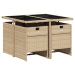 vidaXL Ensemble à manger de jardin coussins 5 Pièces mélange beige rotin