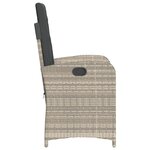 vidaXL Chaise inclinable de jardin coussins gris clair résine tressée