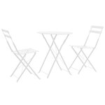 vidaXL Mobilier de bistro 3 Pièces Acier Blanc