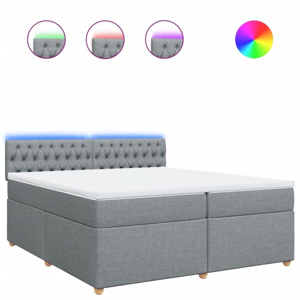 vidaXL Sommier à lattes de lit avec matelas Gris clair 200x200cm Tissu