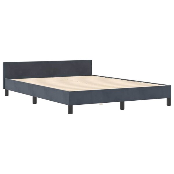 Lit vidaXL Gris foncé 140x200 cm en Velours