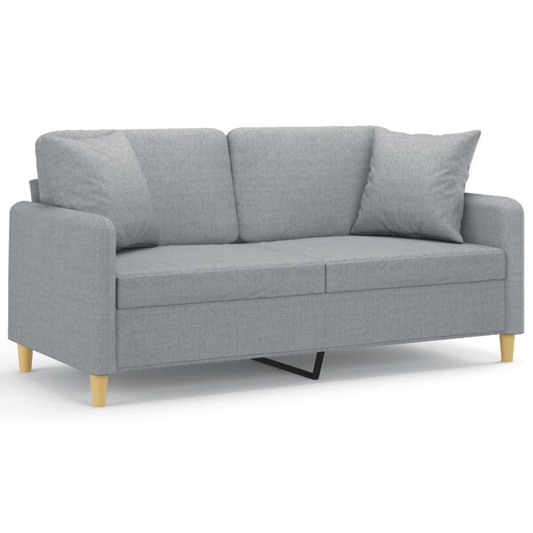 vidaXL Canapé 2 places avec oreillers gris clair 140 cm tissu