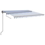vidaXL Auvent automatique capteur de vent et LED 5x3 5 m Bleu et blanc