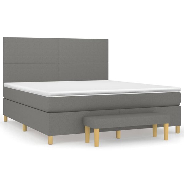 vidaXL Sommier à lattes de lit avec matelas Gris foncé 180x200cm Tissu