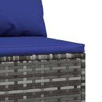 vidaXL Canapé central de jardin avec coussins gris résine tressée