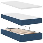 vidaXL Lit de rangement LED avec matelas Bleu 180 x 200 cm Tissu
