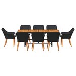 vidaXL Ensemble de salle à manger pour jardin 9 Pièces Noir polyrotin