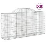vidaXL Paniers à gabions arqués 9 Pièces 200x50x100/120 cm fer galvanisé
