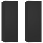 vidaXL Meubles TV 2 Pièces Noir 30 5x30x90 cm Bois d’ingénierie