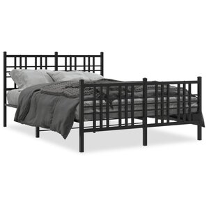vidaXL Cadre de lit métal sans matelas avec pied de lit noir 120x190cm