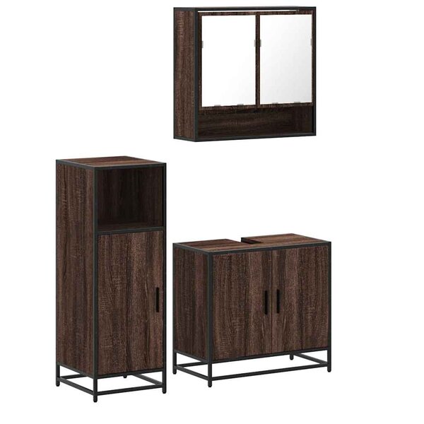 vidaXL Ensemble de meubles de salle de bain 3 Pièces Chêne marron