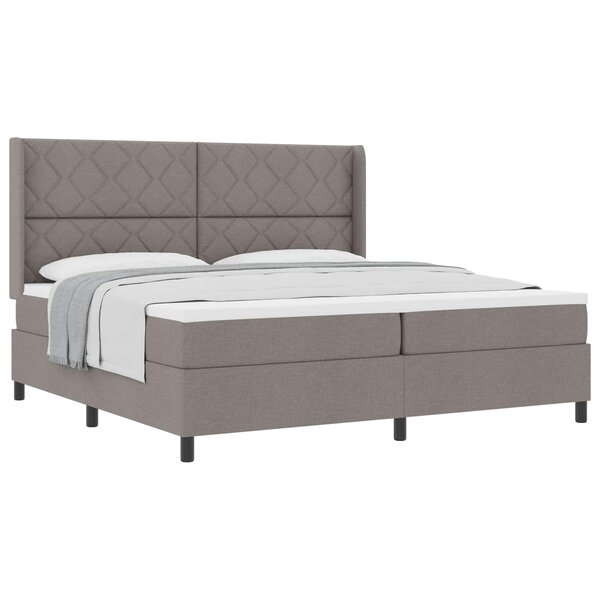 vidaXL Lit à ressorts avec matelas Taupe 200 x 200 cm tissu