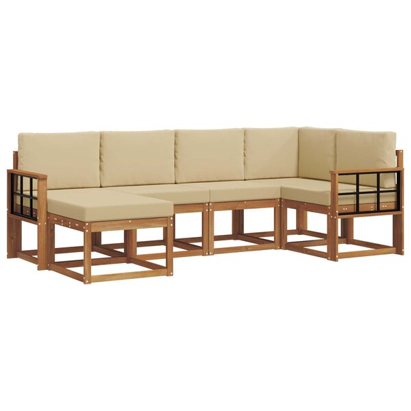 vidaXL Ensemble de canapés d'extérieur 6 Pièces Naturel et Beige