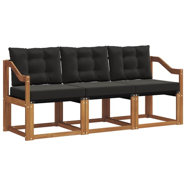 vidaXL Ensemble de canapés d'extérieur 3 pc Naturel et Noir