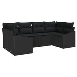 vidaXL Ensemble de Canapé de Jardin 6 Pièces Noir Poly Rattan