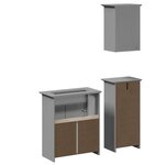vidaXL Meubles de salle de bain 3 Pièces BODO gris bois de pin massif