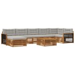 vidaXL Ensemble de canapés d'extérieur 8 pc Naturel et gris clair
