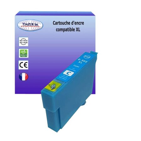 Cartouche compatible avec epson 502xl (c13t02w24010/c13t02v24010) cyan - t3azur