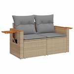 vidaXL Salon de jardin avec coussins 7 Pièces beige résine tressée acacia