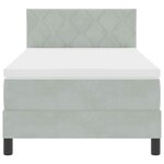 Lit Box Spring vidaXL avec Matelas & Lumière LED Gris clair 90x200 cm Velours