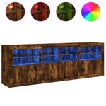 vidaXL Buffet avec lumières LED chêne fumé 202x37x67 cm