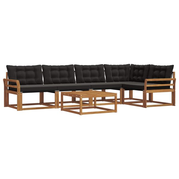 vidaXL Ensemble de canapés d'extérieur 6 Pièces Naturel et Noir