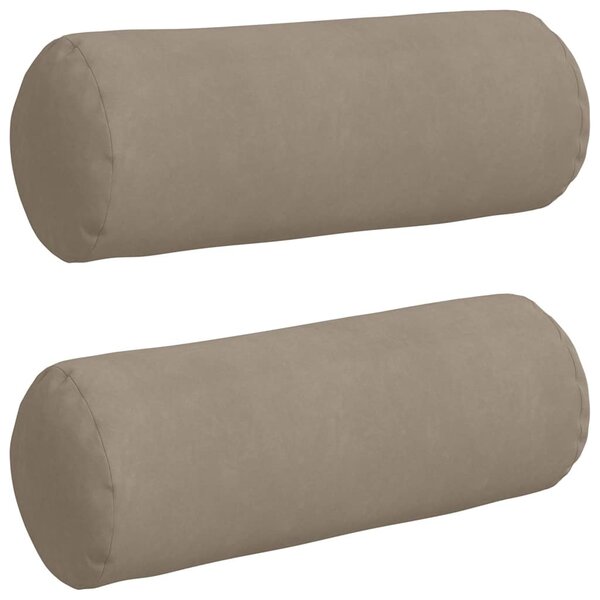 vidaXL Coussins d'accent 2 Pièces Taupe Ø 25 x 70 cm Tissu en microfibre