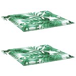 vidaXL Coussins de chaise lot de 2 motif de feuilles 50x50x4 cm tissu