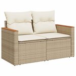 vidaXL Salon de jardin avec coussins 8 Pièces beige résine tressée acacia