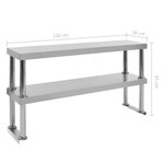 vidaXL Étagère de table de travail 2 niveaux 120x30x65 cm Inox
